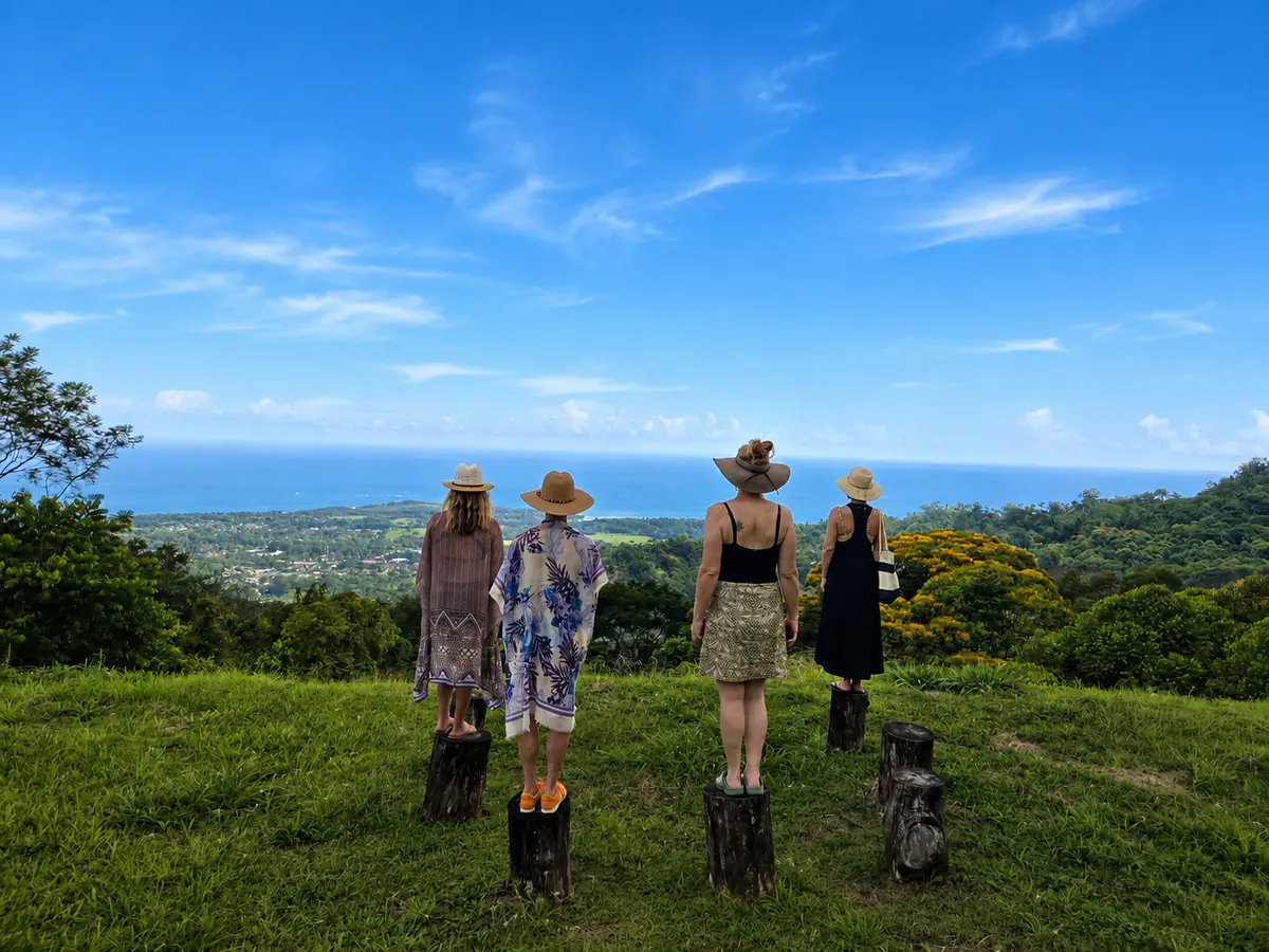 Women overlooking the coast