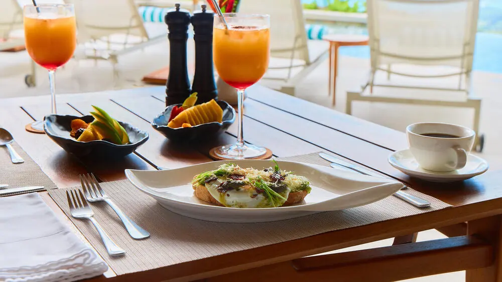 Poolside breakfast